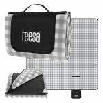 Koc mata piknikowa z izolacją 200 x 200 cm TEESA szara krata z uchwytem