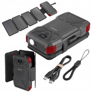 Powerbank SOLARNY 20000mAh z panelem słonecznym LATARKA IP54 Power Delivery