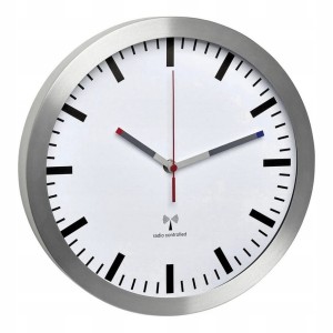 Zegar ścienny sterowany radiowo 30cm DCF77 aluminium cicha praca wskazówek