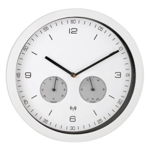 Zegar ścienny sterowany radiowo biały 26cm DCF77 higrometr termometr