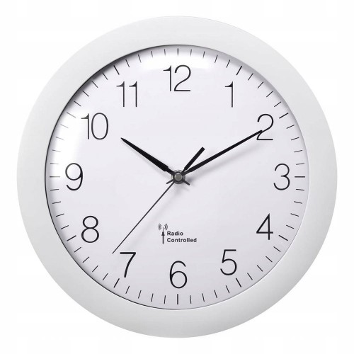 Zegar ścienny sterowany radiowo BIAŁY 30cm auto czas DCF77