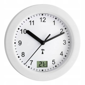 Zegar ścienny sterowany radiowo BIAŁY 17,5cm DCF77 pomiar temperatury