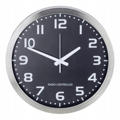 Zegar ścienny sterowany radiowo 40cm DCF77 aluminium