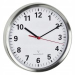 Zegar ścienny sterowany radiowo 22cm DCF77 aluminium cicha praca wskazówek