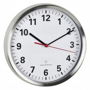 Zegar ścienny sterowany radiowo 22cm DCF77 aluminium cicha praca wskazówek