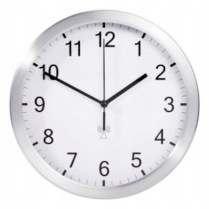 Zegar ścienny sterowany radiowo 25cm DCF77 aluminium
