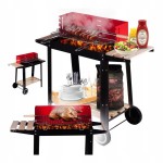 Grill węglowy PRZENOŚNY ogrodowy 48 x 26 cm KÓŁKA dwie półki ROŻEN