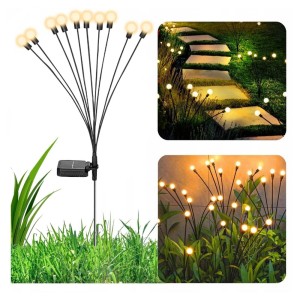 Lampki ogrodowe wbijane solarne kulki drzewko 10 LED 70cm świetliki IP65