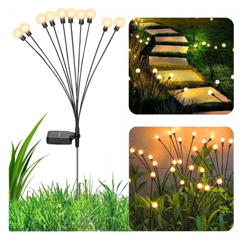 Lampki ogrodowe wbijane solarne kulki drzewko 10 LED 70cm świetliki IP65