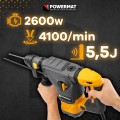 Młot udarowy młotowiertarka udar SDS+ 2600W 5,5J walizka 3x wiertło duta