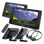 Monitory zagłówkowe odtwarzacz DVD 2 EKRANY 10 cali MP4 USB SD akumulator