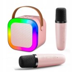 Głośnik przenośny funkcja karaoke dwa mikrofony Bluetooth światła RGB HiFi