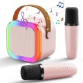 Głośnik przenośny funkcja karaoke dwa mikrofony Bluetooth światła RGB HiFi
