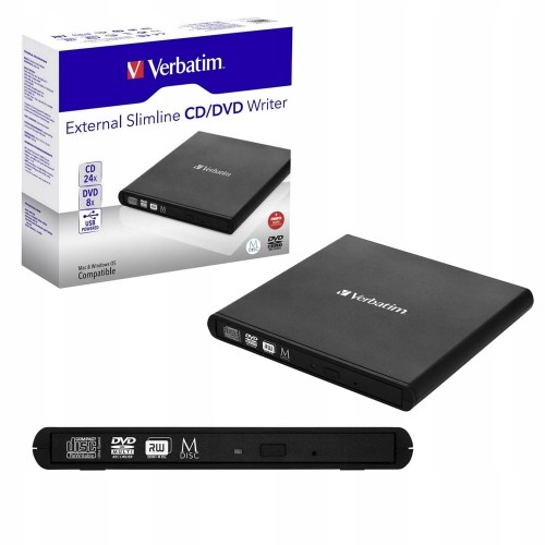 Nagrywarka DVD CD RW do notebooka Verbatim Slimline ZEWNĘTRZNA wąska USB2.0