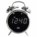 Budzik z radiem chromowany antena biały wyświetlacz LED zegar retro 12/24