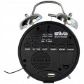 Budzik z radiem chromowany antena biały wyświetlacz LED zegar retro 12/24